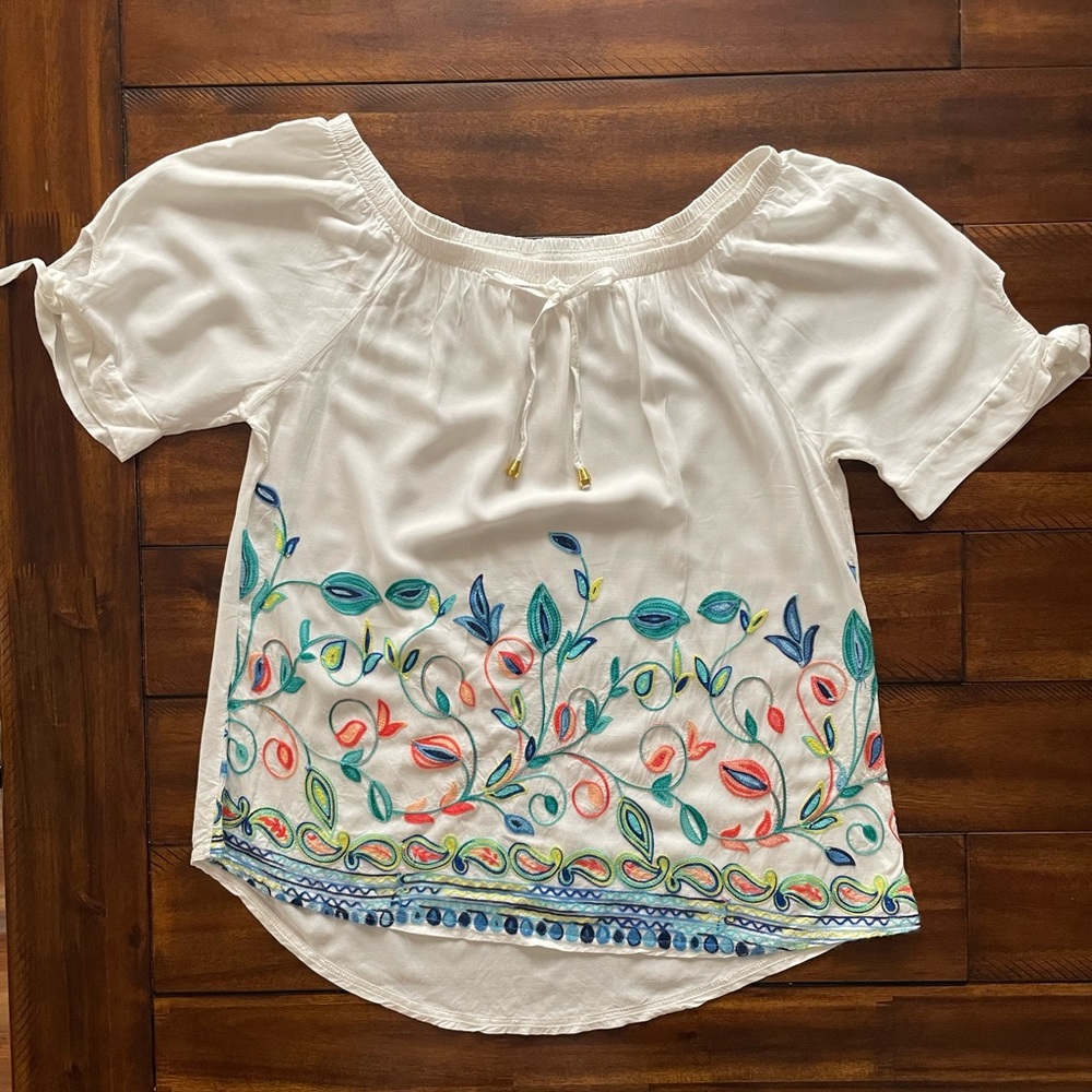 Embroidered White Boho Top